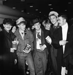 01173 Prints: Frankie Goes To Hollywood band members pictured at London Airport