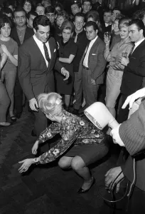 Frankie Vaughan singer Entertainer dancing The Twist Jan 1962 Frankie dances