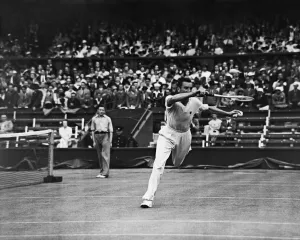 01236 Prints: Fred Perry (pictured) (GB) competing at The Wimbledon Tennis Championships against Gerry