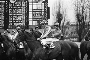 Fred Winter on Spaniards Close at Alexandra Park with Lester Piggott on Goa