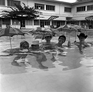 Freddie & the Dreamers Pop Group in Singapore March 1965 Sitting in swimming pool