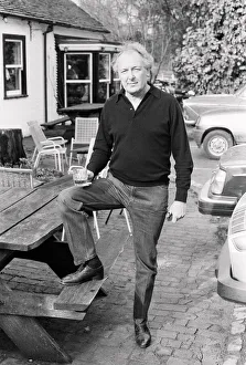 Freddie Laker, enjoying a quick half pint in the garden of his local pub in the village