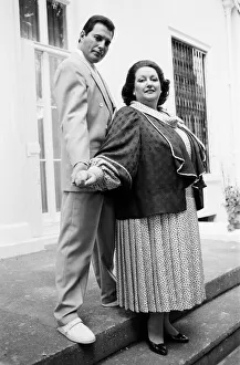 Freddie Mercury, lead singer of rock group Queen pictured with opera singer Montserat