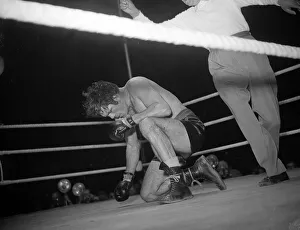 Freddie Mills takes a count during his fight with Bruce Woodcock 1949