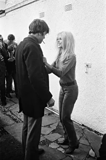 French actress Brigitte Bardot on location in Scotland during filming of her latest movie
