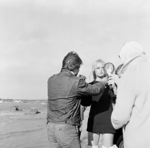 French actress Brigitte Bardot on location in Scotland during filming of her latest movie