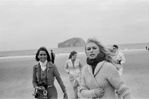 French actress Brigitte Bardot on location in Scotland during filming of her latest movie
