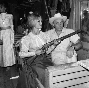 French actress Brigitte Bardot on set of Viva Maria during filming in Mexico with Donald