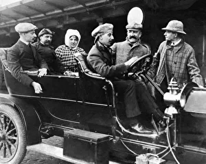 Early Prints: French aviator Louis Bleriot leaving Dover Quay for breakfast at the Lord Warden Hotel