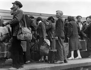 Refugees Prints: French civilians seen here arriving in a London railway station from Normandy