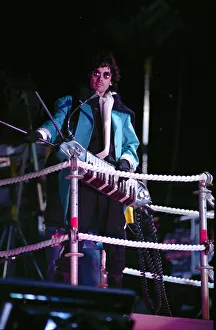 French composer and performer Jean Michel Jarre seen here on stage during his