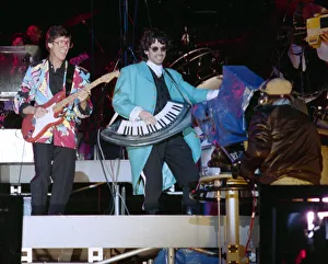 French composer and performer Jean Michel Jarre seen here on stage during his