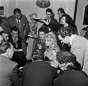 00506 Prints: French film actress Brigitte Bardot in England to make a new film