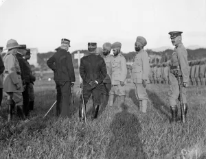 French General Serviers seen here inspecting some of the Indian troops at their rest camp