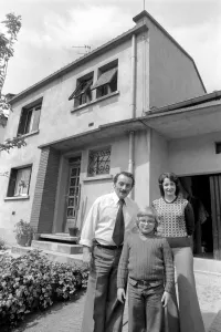 Schoolboy Prints: French schoolboy Jean Luc aged 8 with his parents April 1975 75-2078-009