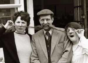 Fruiterer John Edwards of Wrexham North Wales with assistant Ann Owen customer Mary Kyne