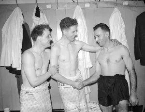 Towels Prints: Fulham v Brristol Rovers March 1958 After their three one victory over Rovers three
