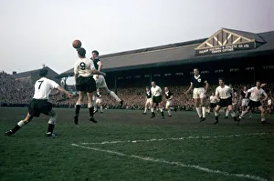 Fulham v. Tottenham Hotspur, Flick on to Cliff Jones from centre forward Bobby Smith