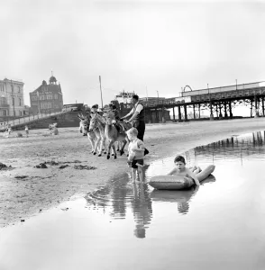 Fun on the beach at New Brighton, Cheshire, for three-year-old David Pearson