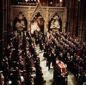 Terrorism Prints: Funeral of Earl Mountbatten September 1979 Royal Family follow coffin through