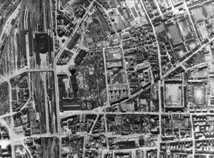The FW 190 fuselage and parts plant at the end of the marshalling yards in Poznan, Poland
