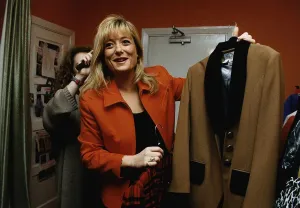 Gaby Roslin TV Presenter of Channel Four Big Breakfast TV Programme in the wardrobe