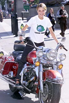 Gail Porter -TV Presenter - with a new hairstyle - August 1999 On a motorcylce