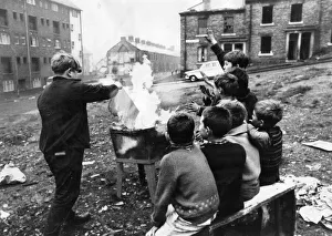 Fires Prints: A gang of children risks injury playing with fire on wasteland at Beaumont Street