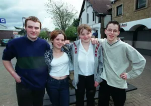 Gang warfare Milngavie and Bearsden May 1998 group teenage girls boys in town centre