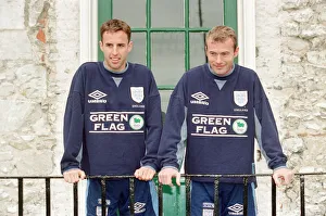 01191 Prints: Gareth Southgate, (left) and Alan Shearer (right) pictured training for England Football