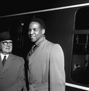 Garfield Sobers, April 1958, West Indian Cricketer arriving at London Road Station