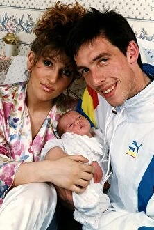 Images Dated 10th October 1995: Gary Ablett of Liverpool with his wife Debbie and baby son Frazer Dbase