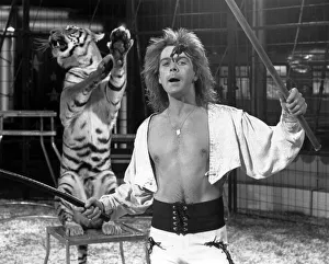 Circus Prints: Gary Ambrose of Austen Brothers circus performing with a Bengal tiger, at Preston Park