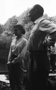 Gary Cooper and Audrey Hepburn making the film Love In the Afternoon 1956