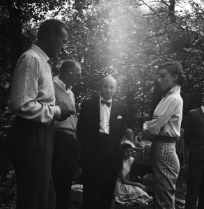 Gary Cooper and Audrey Hepburn making the film Love In the Afternoon 1956
