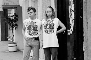 00365 Prints: Gary Howe and Jane Hall model Sid Vicious T-shirts bought from the shop owned by the Sex