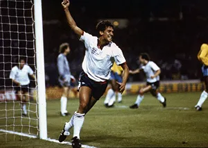 Gary Lineker celebrates after scoring the only for England against Brazil at Wembley