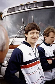 Tracksuit Prints: Gary Lineker with the England World Cup squad in training in Mexico May 1986