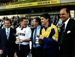 Gary Lineker with co player and managers of Tottenham Hotspur 1992 L to R Alan