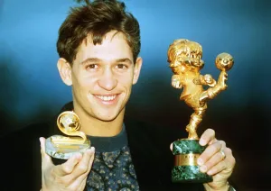 Gary Lineker with his special award and Englands fairplay Award 1991