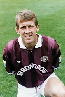 Gary Mackay footballer Heart of Midlothian FC Hearts FC football strip kneeling