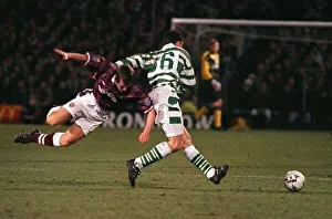 Hearts Prints: Gary MacKay sent flying by Phil O Donnell Hearts Celtic Tynecastle Scottish league