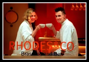 Gary Rhodes with Angela Jameson in his restaurant September 1999