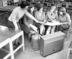 00101 Prints: Gas heaters were used in some schools during the fuel shortage in February 1972