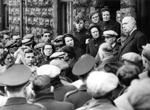 00054 Prints: They gathered at Easington Colliery, wives, daughters, relatives