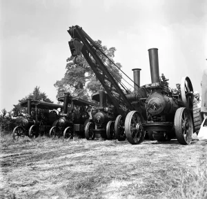 Gathered in the back yard of Mr. F. P. Middleton a collection of the oldest steam