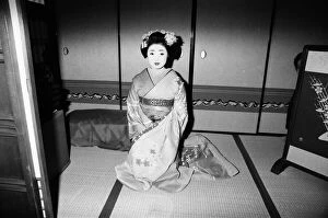 Images Dated 8th March 1982: Geisha girl, Katsuno, pictured in her Geisha House in Kyoto, Japan, 8th March 1982