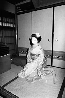 Images Dated 8th March 1982: Geisha girl, Katsuno, pictured in her Geisha House in Kyoto, Japan, 8th March 1982