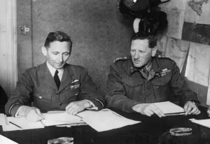 Meeting Prints: General Auchinleck and Air Marshall Tedder at a war council at GHQ in Cairo