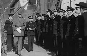 01036 Prints: General Charles De Gaulle seen here during a visit and inspection to a destroyer of